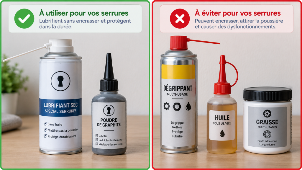Lubrifiants adaptés aux serrures et produits à ne pas utiliser dans un cylindre